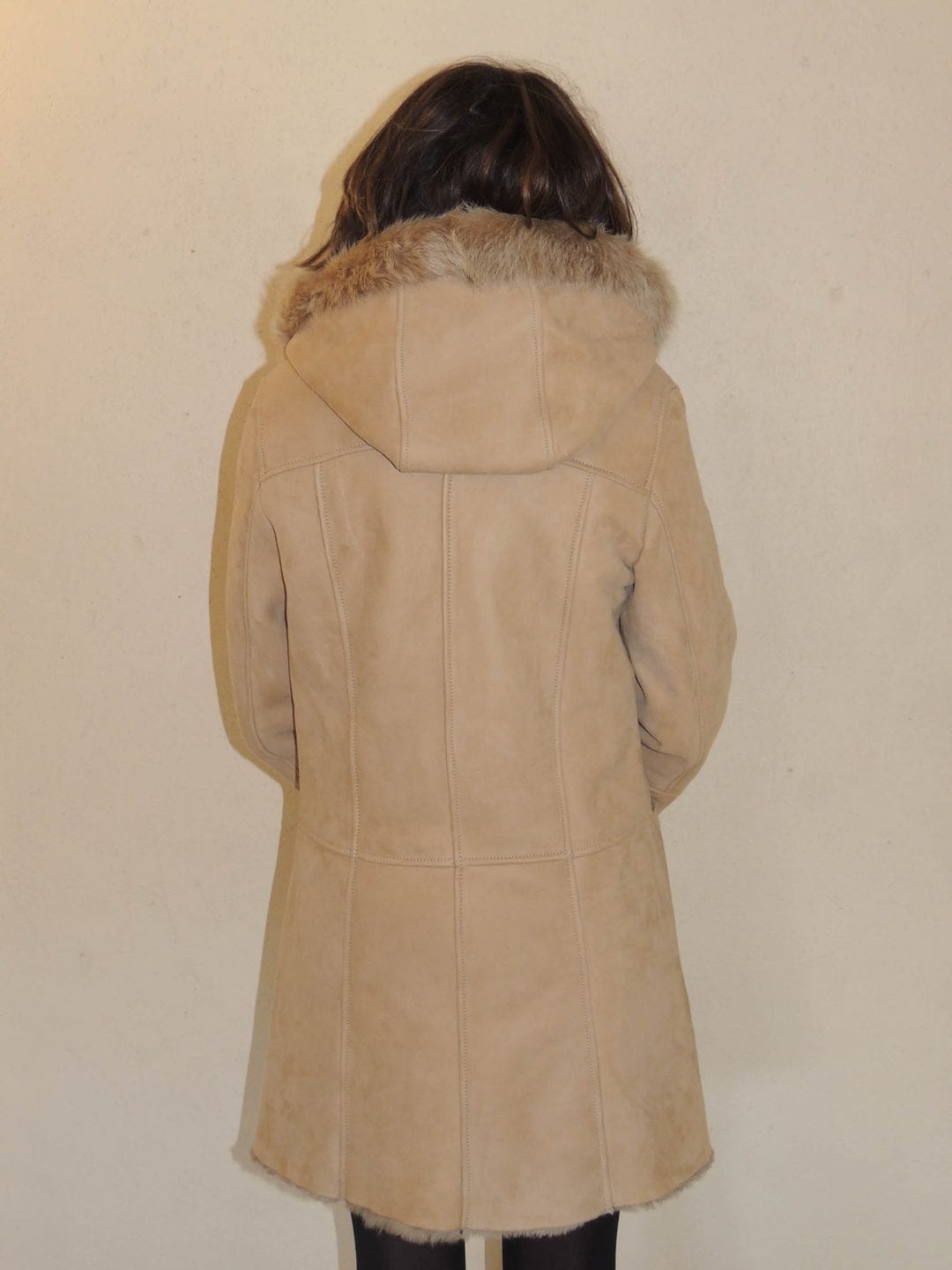 Duffle coat en mouton retournÃ© beige femme